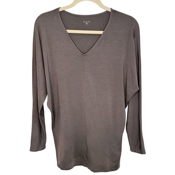 Garnet Hill Charcoal Long Sleeve Tunic Top, S - Picture 1 of 7